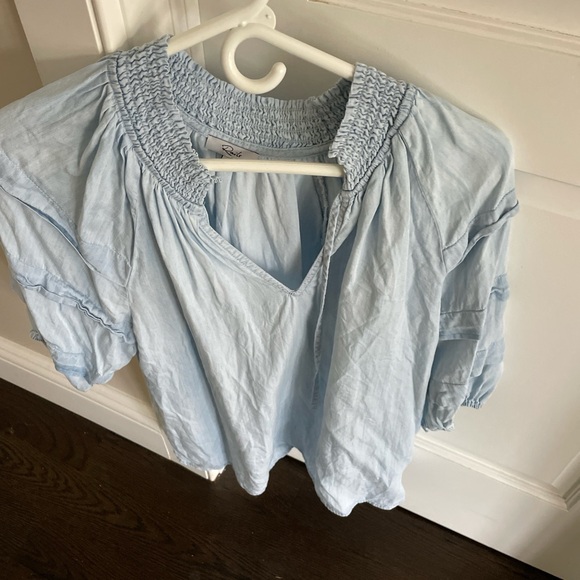 Rails Tops - Rails Light Blue Smocked Blouse